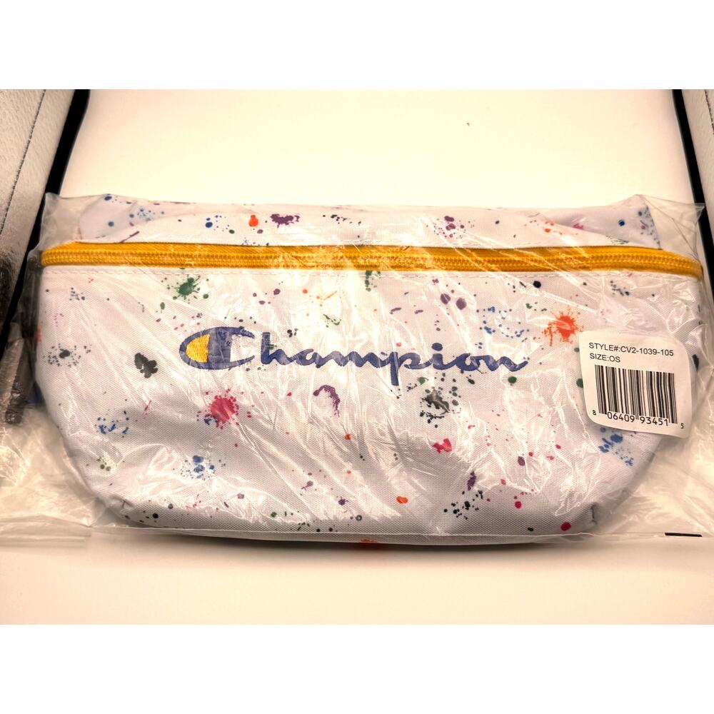Champion Paint Splatter Fanny Pack Waist Bag White NWT